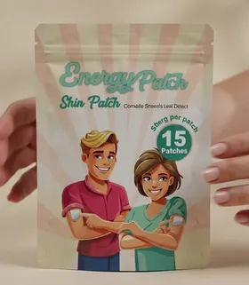 An Energy Pals branded patch pouch held in the hand